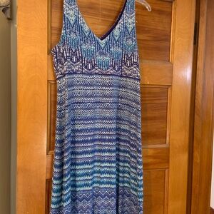 Athleta Blue and Purple Patterned Dress